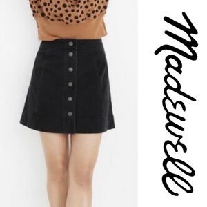 NWT Madewell Black Denim Seven Button Mini Skirt